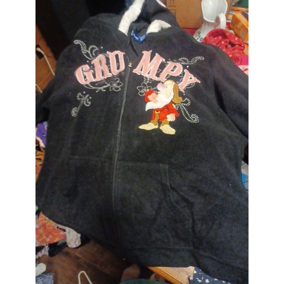 Disney Womens Size- 2X Grumpy Fleece Full Zip Hooded Long Sleeve Sweater - Picture 2 of 4